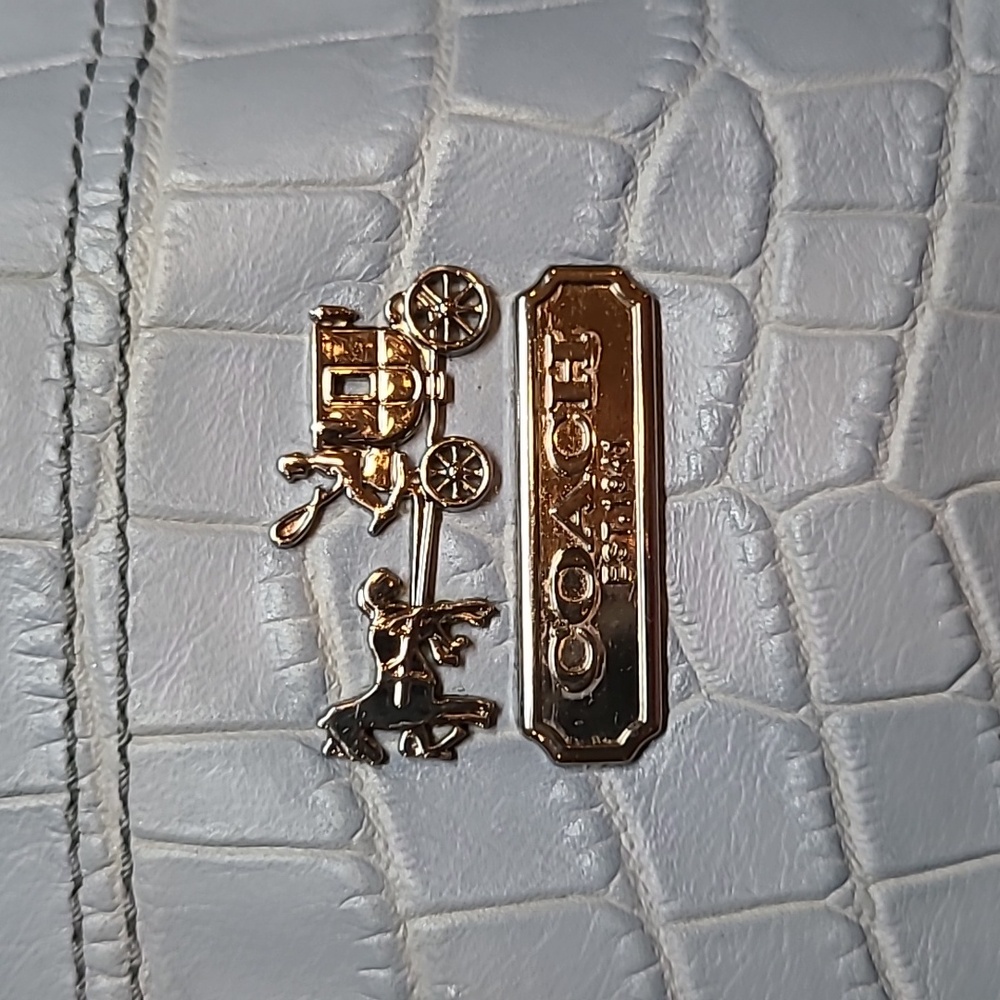 Coach Blue Croc Embossed Leather Carryall Mia Satchel - Picture 3 of 12